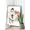 Парижанка на фоне Эйфелевой башни Париж Город Портрет Женщина Девушка Раскраска картина по номерам на холсте