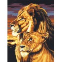 Лев с львицей Раскраска картина по номерам на холсте Paintboy