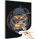 Портрет грозной гориллы Обезьяна Хищники Раскраска картина по номерам на холсте