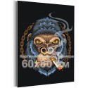 Портрет грозной гориллы Обезьяна Хищники 60х80 Раскраска картина по номерам на холсте