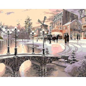 Париж в снегу Раскраска картина по номерам акриловыми красками на холсте Menglei