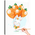 Заяц с воздушными шарами морковками Коллекция Cute animals Кролик Зайка Зайчик Животные Для детей Детские Для девочек Еда Раскраска картина по номерам на холсте