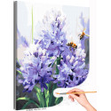 Пчелы над фиалками Цветы Лето Природа Интерьерная Раскраска картина по номерам на холсте