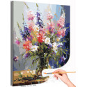 Букет летних цветов Натюрморт Цветы в вазе Интерьерная Раскраска картина по номерам на холсте