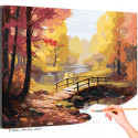 Мост в парке осенью Природа Пейзаж Лес Вода Раскраска картина по номерам на холсте
