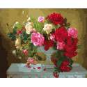 Розы в белом кубке Раскраска картина по номерам на холсте