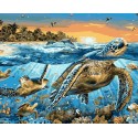 Морские черепахи Раскраска картина по номерам на холсте Menglei