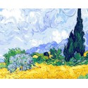 Пшеничное поле с кипарисами (репродукция Ван Гога) Раскраска картина по номерам на холсте Menglei