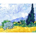 Пшеничное поле с кипарисами (репродукция Ван Гога) Раскраска картина по номерам акриловыми красками на холсте Menglei