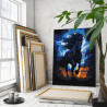 Черная лошадь на природе Животные Конь Ночь 80х100 Раскраска картина по номерам на холсте