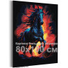 Черный конь на природе Животные Лошадь Огонь 80х100 Раскраска картина по номерам на холсте