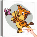 Маленький тигр и бабочка Животные Для детей Детская Для девочек Для мальчика Легкая Раскраска картина по номерам на холсте