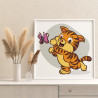 3 Маленький тигр и бабочка Животные Для детей Детская Для девочек Для мальчика Легкая Раскраска картина по номерам на холсте