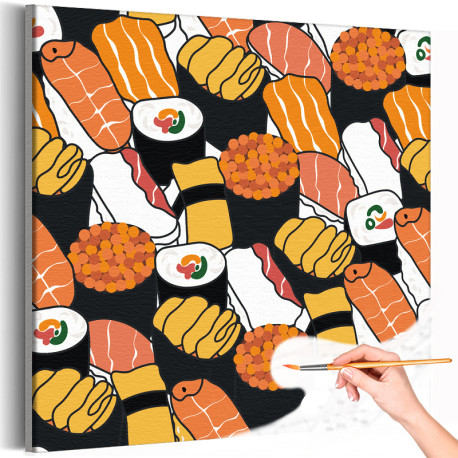 1 Суши и ролы Еда Япония Для Кухни Натюрморт Раскраска картина по номерам на холсте