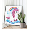 2 Единорог пегас в небе Коллекция Сute unicorn Животные Для детей Детские Для девочек 100х100 Раскраска картина по номерам на хо