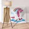 4 Единорог пегас в небе Коллекция Сute unicorn Животные Для детей Детские Для девочек 100х100 Раскраска картина по номерам на хо
