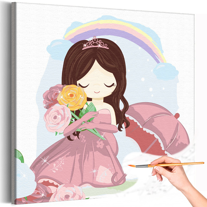 Принцесса Раскраска цветок для скачивания Принцесса с букетом роз