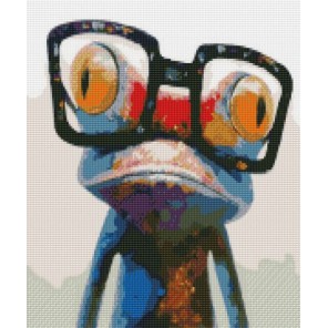 Лягушка в очках Алмазная мозаика на подрамнике Цветной