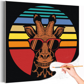 1 Жираф на фоне заката Животные Африка Раскраска картина по номерам на холсте