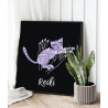 4 Руки и сиреневая кошка на черном фоне / Рейки, медитация Раскраска картина по номерам на холсте