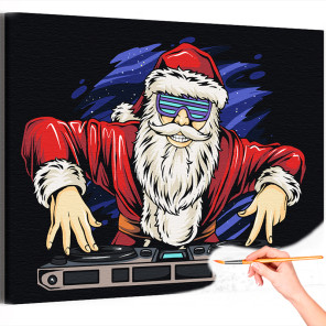 1 Дед мороз музыкант Новый год Рождество Санта-Клаус Фэнтези Раскраска картина по номерам на холсте