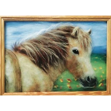 Лошадка Картина из шерсти с рамкой