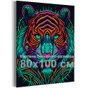 Неоновая тигрица Тигр Животные Хищники 80х100 Раскраска картина по номерам на холсте