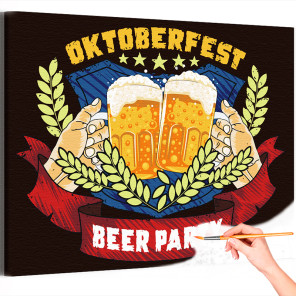 1 Кружки с пивом Октоберфест Кружки с пивом Германия Праздник Раскраска картина по номерам на холсте
