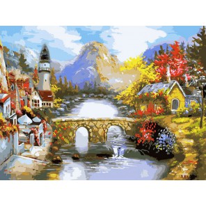 Мост через реку Раскраска картина по номерам на холсте Белоснежка