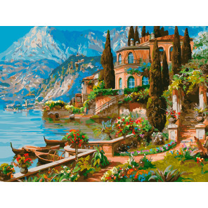  Вилла но озере Комо Раскраска картина по номерам на холсте Белоснежка 956-AS
