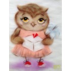 Сова с подарком Картина из шерсти Toyzy