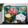 2 Разноцветные пионы Цветы Растения Природа Интерьерная 75х100 Раскраска картина по номерам на холсте
