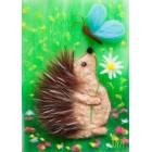 Ёжик с бабочкой Картина из шерсти Toyzy