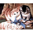 Игра котят Алмазная частичная мозаика стразами на подрамнике Color Kit