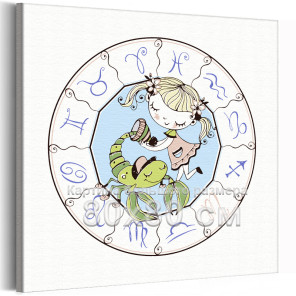 Девочка скорпион в круге Знак Зодиак Созвездие Для детей Детские Для девочек 80х80 Раскраска картина по номерам на холсте