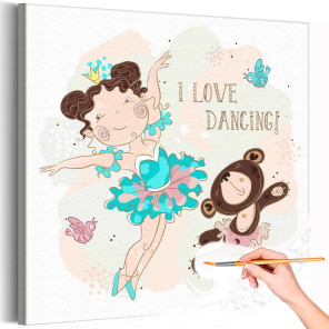 1 Маленькая танцовщица с медвежонком Для детей Детские Балет Балерина Для девочек Девочка Дети Раскраска картина по номерам на х