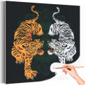 Два китайских тигра Животные Хищники Раскраска картина по номерам на холсте
