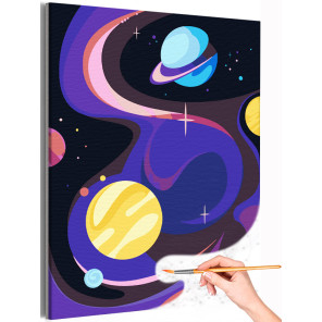 1 Планеты и туманность Космос Космический корабль Легкая Для детей Для мальчика Для девочек Раскраска картина по номерам на холс
