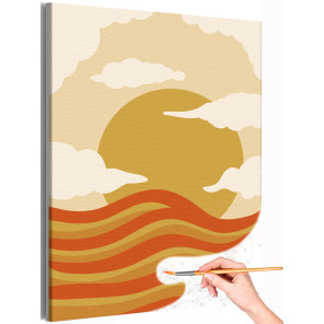 1 Рассвет над волнами Минимализм Природа Море Океан Пейзаж Для триптиха Стильная Раскраска картина по номерам на холсте