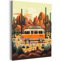 Автомобиль в пустыне Горы Лето Пейзаж Машина Природа 75х100 Раскраска картина по номерам на холсте