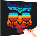 Радужный тигр в очках 2 / Животные Раскраска картина по номерам на холсте