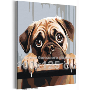 Любимый щенок мопс Животные Собака 100х125 Раскраска картина по номерам на холсте