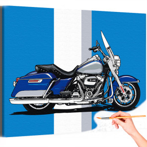 1 Синий туристический мотоцикл Байк Спорт Для мужчин Раскраска картина по номерам на холсте
