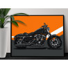 2 Черный мотоцикл на оранжевом фоне Техника Байк Для мужчин Раскраска картина по номерам на холсте