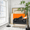 3 Черный мотоцикл на оранжевом фоне Техника Байк Для мужчин Раскраска картина по номерам на холсте