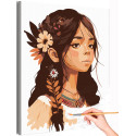 Девочка с цветами в волосах Портрет Дети Ребенок Лето Аниме Раскраска картина по номерам на холсте