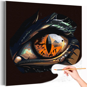 1 Желтый глаз дракона Животные Символ года Стильная Интерьерная 40х40 Раскраска картина по номерам на холсте