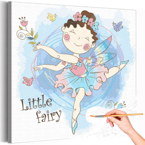 1 Маленькая фея с птичками Детские Для детей Для девочек Дети Раскраска картина по номерам на холсте