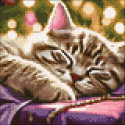 Новогодний котик Алмазная вышивка мозаика Гранни