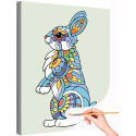 Заяц с узорами Животные Кролик Яркая Интерьерная Коллекция дудлинг Раскраска картина по номерам на холсте